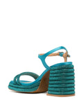 Castaner Blue Glitter Block Heel Sandals 2