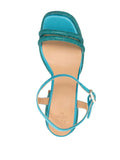 Castaner Blue Glitter Block Heel Sandals 3