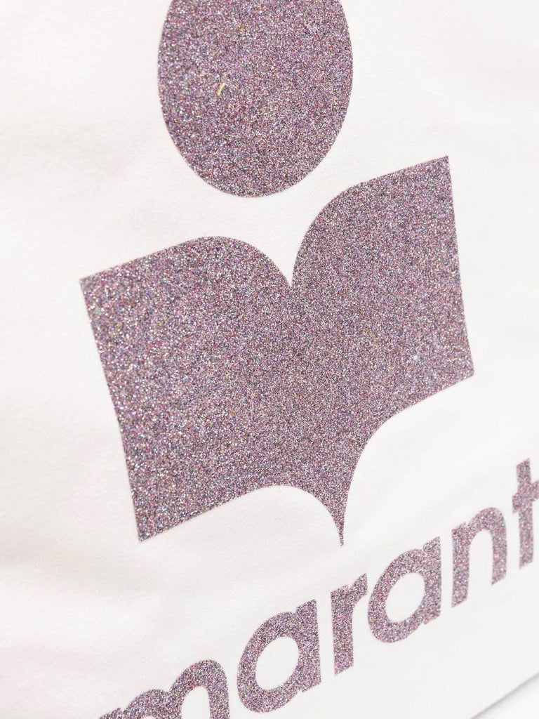 Isabel Marant White Pink Glitter Logo Tote Bag 3